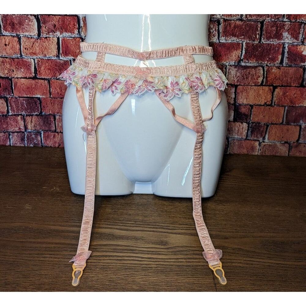 For Love & lemons  Bloom Lace Garter Belt Neon Floral size xxs